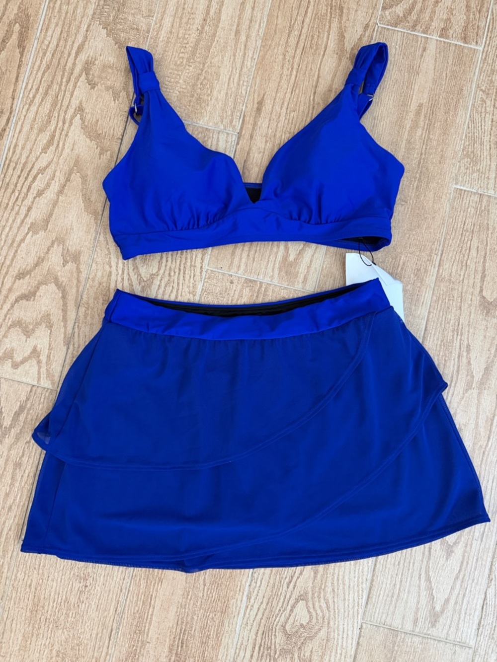 Royal Blue Two-Piece Swim Set - Bralette Top & Skirted Bottom